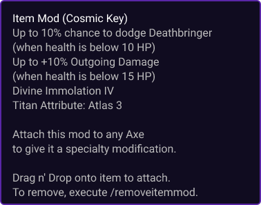 Cosmic Key item card
