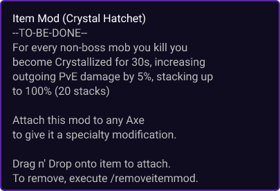 Crystal Hatchet item card