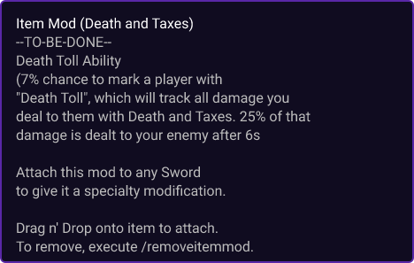 Death and Taxes item card