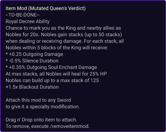 Mutated Queen's Verdict item card