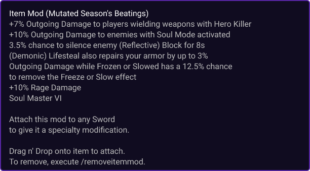 Mutated Season's Beatings item card